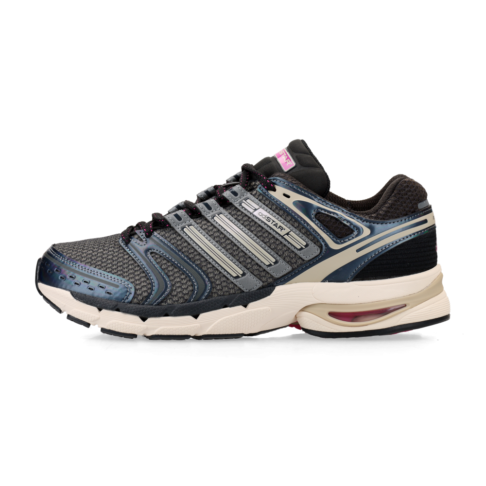 adidas Adistar Control 5 (core black / khaki three / semi lucid fuchsia), vue de côté
