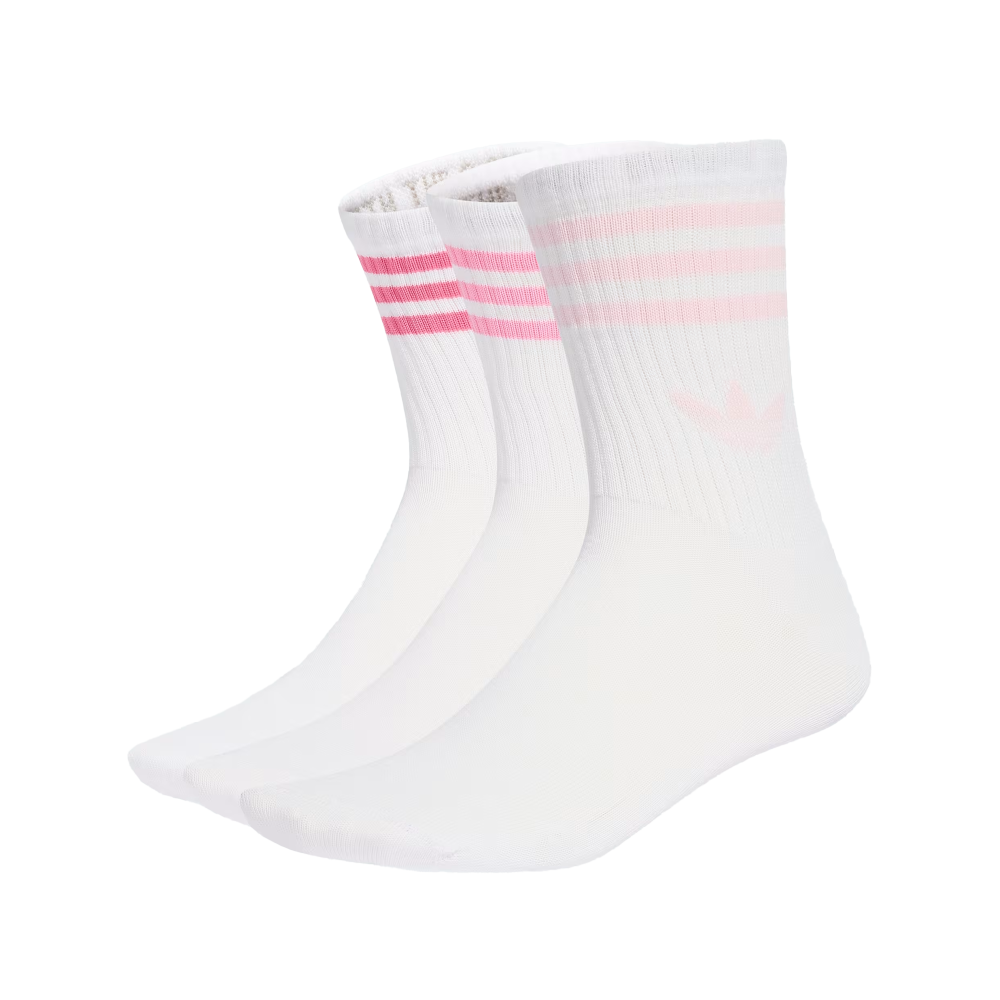 adidas 3 Stripes Crew Socks 3 Pairs (bliss pink / clear pink / pink fusion) - 34-36