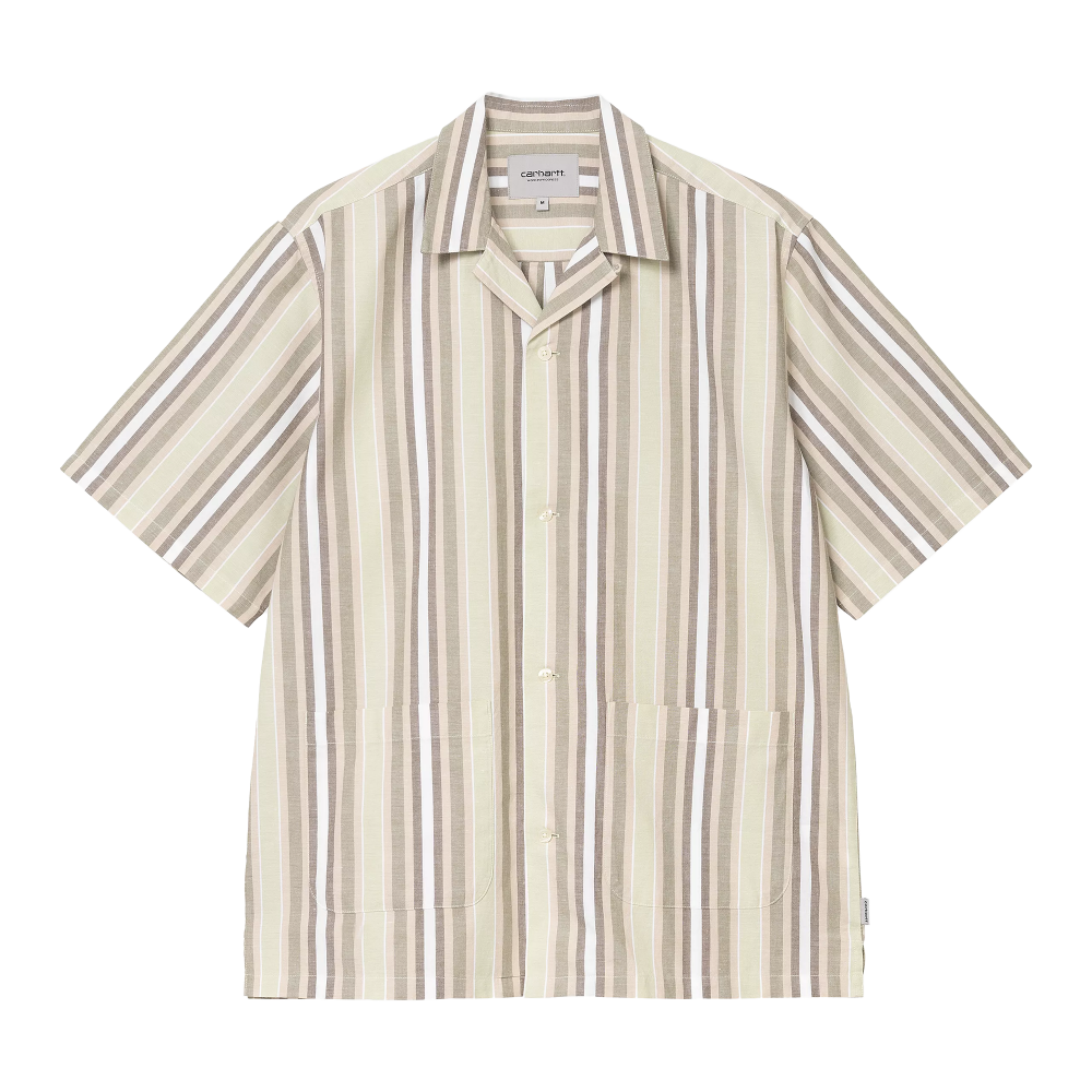 Carhartt WIP S/S Folsey Shirt (folsey stripe / pale olive / white) - L